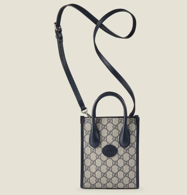       Mini tote bag with Interlocking G       Beige and white GG         canvas  11