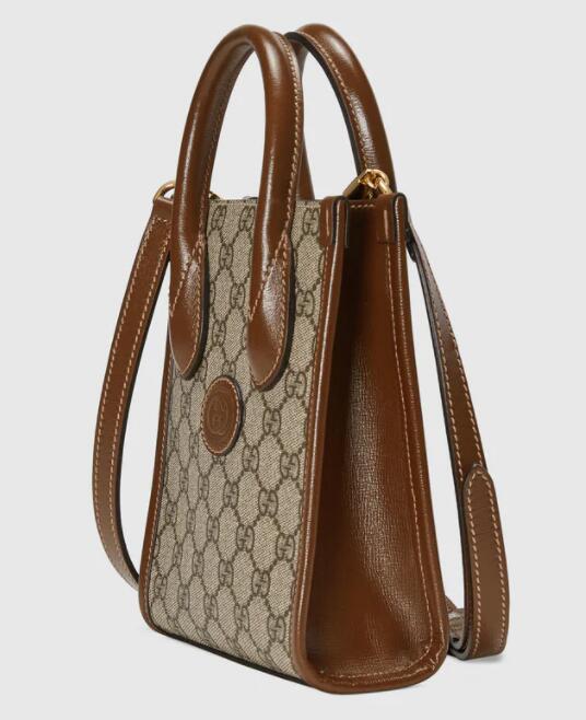      Mini tote bag with Interlocking G       Beige and white GG         canvas  6