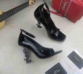 Saint Laurent OPYUM OPEN-TOE PUMPS PATENT LEATHER BLACK HEEL ysl peep toe pump