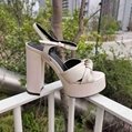 Saint Laurent Bianca knotted leather platform sandals Women ysl cross sandals