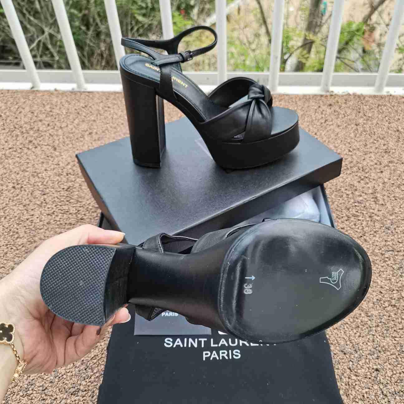 Saint Laurent Bianca knotted leather platform sandals Women     cross sandals 8