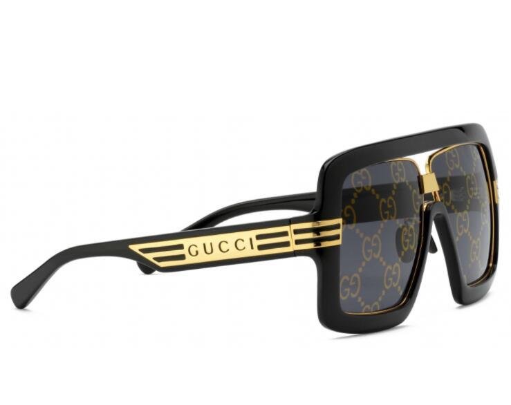       Square Sunglasses with GG Lens Black Grey Fashion       Eyewear