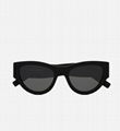 Saint Laurent black almond shape featuring bold YSL logo sunglasses