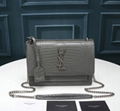 SAINT LAURENT SUNSET MEDIUM CHAIN BAG IN CROCODILE EMBOSSED SHINY LEATHER      1