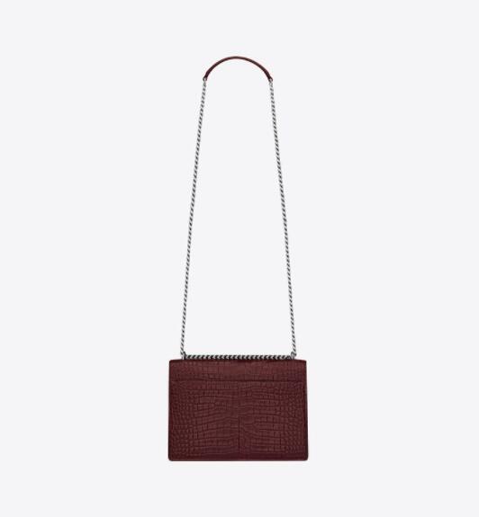 SAINT LAURENT SUNSET MEDIUM CHAIN BAG IN CROCODILE EMBOSSED SHINY LEATHER      8