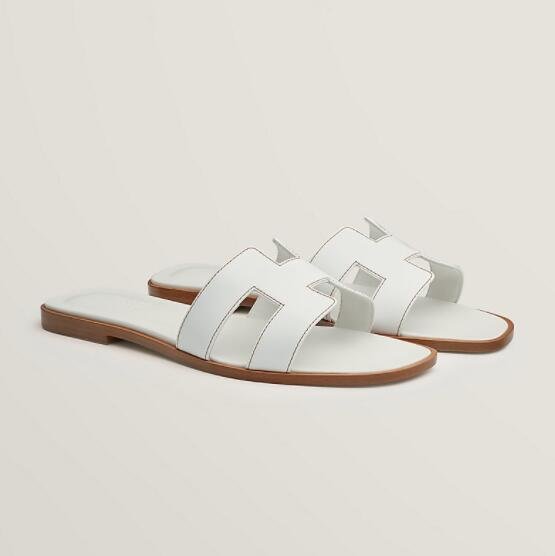        Oran sandal H leather flat slides sandal white 