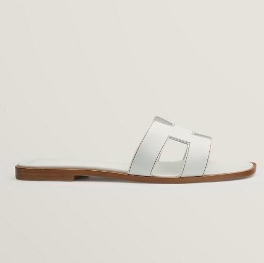        Oran sandal H leather flat slides sandal white  3