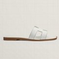hermes Oran sandal H leather flat slides sandal white 
