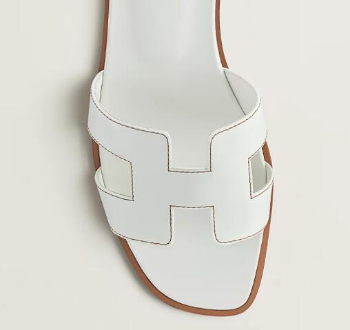        Oran sandal H leather flat slides sandal white  2