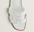 hermes Oran sandal H leather flat slides sandal white 
