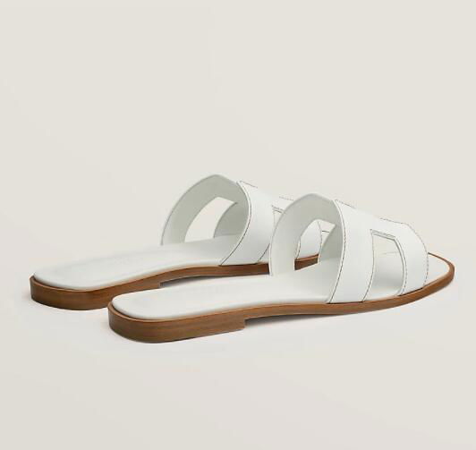        Oran sandal H leather flat slides sandal white  4