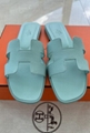 Hermes Light Turquoise Blue Oran Sandals Women H Epsom slides sandals 