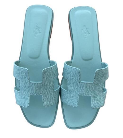        Light Turquoise Blue Oran Sandals Women H Epsom slides sandals 