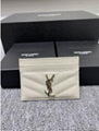 SAINT LAURENT Monogram quilted leather card holder ysl card wallet white