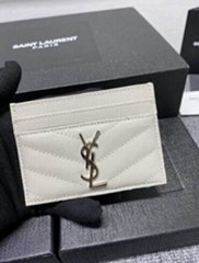 SAINT LAURENT Monogram quilted leather card holder     card wallet white