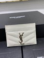 SAINT LAURENT Monogram quilted leather card holder     card wallet white 2