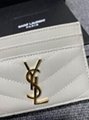 SAINT LAURENT Monogram quilted leather card holder     card wallet white 6