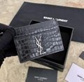 SAINT LAURENT Monogram quilted leather card holder     card wallet white 15