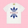 adidas x Gucci White cotton jersey T-shirt with Gucci Trefoil print