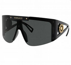         Sunglasses Medusa Icon Shield Black Sunglasses         oversized eyewear