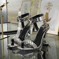 Balmain Ultima Metallic Chain Architectural-Heel Sandals Balmain buckle sandals