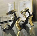 Balmain Ultima Metallic Chain Architectural-Heel Sandals Balmain buckle sandals