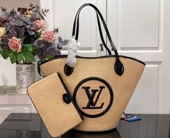               SAINT JACQUES Tote     ynthetic knitted raffia handbags for summer