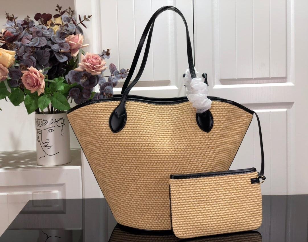               SAINT JACQUES Tote     ynthetic knitted raffia handbags for summer 3