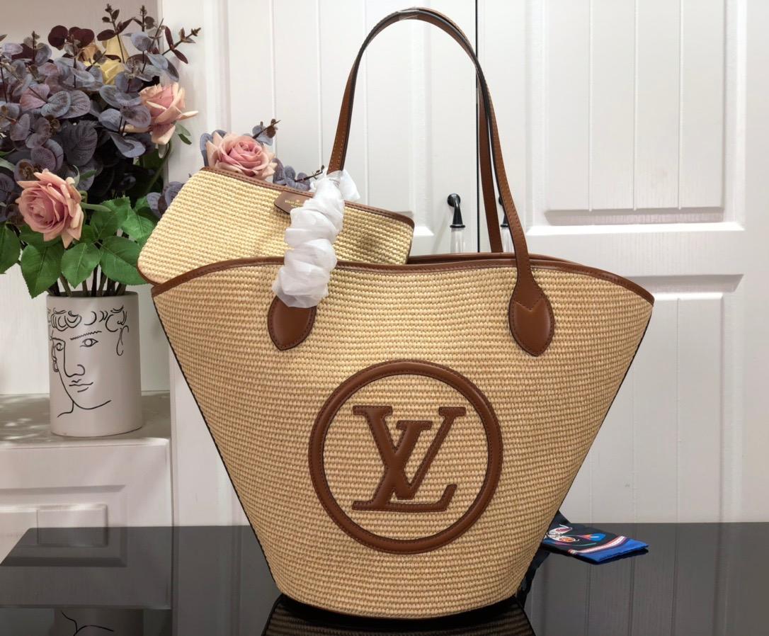               SAINT JACQUES Tote     ynthetic knitted raffia handbags for summer 7