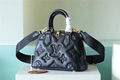               Women Alma BB Handbag Blue Quilted Embroidered Smooth Calf     ote 10