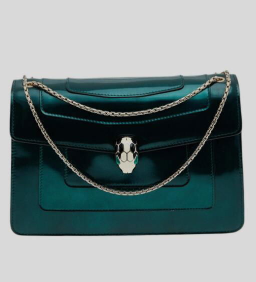         Patent Leather Serpenti Forever Bag         Shoulder Bag Metallic Green 2