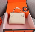 Hermes epsom mini kelly bag pink Hermes logo shoulder bag