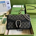 Gucci Dionysus GG super mini bag in black and ivory denim gucci chain bags