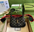 Gucci Dionysus GG super mini bag in black and ivory denim gucci chain bags