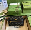       Dionysus GG super mini bag in black and ivory denim       chain bags 13