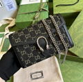 Gucci Dionysus GG super mini bag in black and ivory denim gucci chain bags