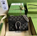 Gucci Dionysus GG super mini bag in black and ivory denim gucci chain bags