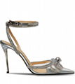 MACH & MACH Double Bow crystal-embellished silk satin point toe pumps 