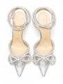 MACH & MACH Double Bow crystal-embellished leather and PVC heeled sandals