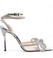 MACH & MACH Double Bow crystal-embellished leather and PVC heeled sandals