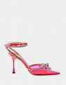 MACH & MACH Double Bow crystal-embellished leather and PVC heeled sandals