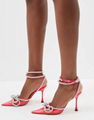 MACH & MACH Double Bow crystal-embellished leather and PVC heeled sandals