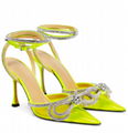 MACH & MACH Double Bow crystal-embellished leather and PVC heeled sandals