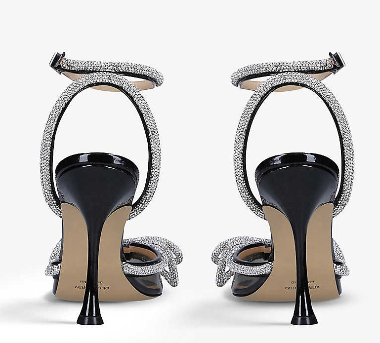 MACH & MACH Double Bow crystal-embellished leather and PVC heeled sandals 3