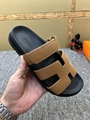 Men's Hermes Chypre brown sandals cheap strap sandal