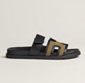 Men's Hermes Chypre brown sandals cheap strap sandal