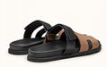 Men's Hermes Chypre brown sandals cheap strap sandal