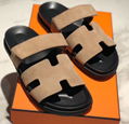 Men's Hermes Chypre brown sandals cheap strap sandal
