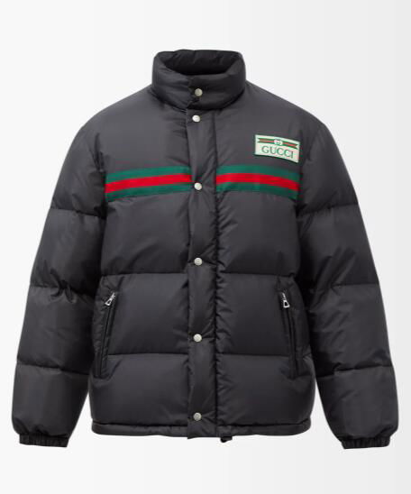       Web Stripe nylon-shell quilted down jacket men down coats 
