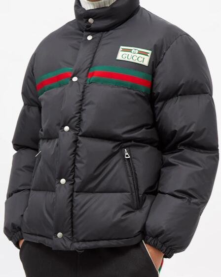       Web Stripe nylon-shell quilted down jacket men down coats  2